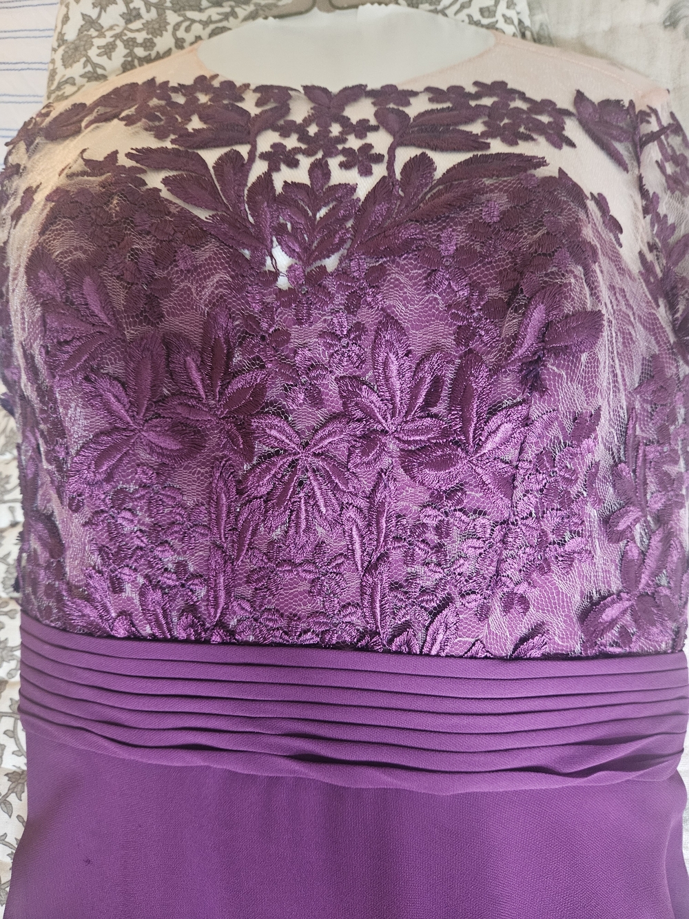 Purple Lace Bodice Evening Dress/Gown